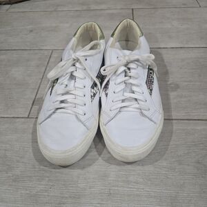 Madewell White Sneakers with Snakeskin Detail